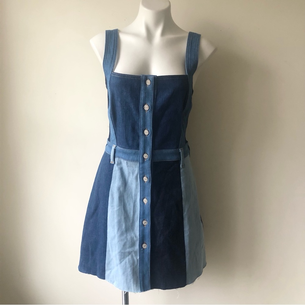 7 For All Mankind Patchwork A Line Dress In Patchwork Found, L NWT